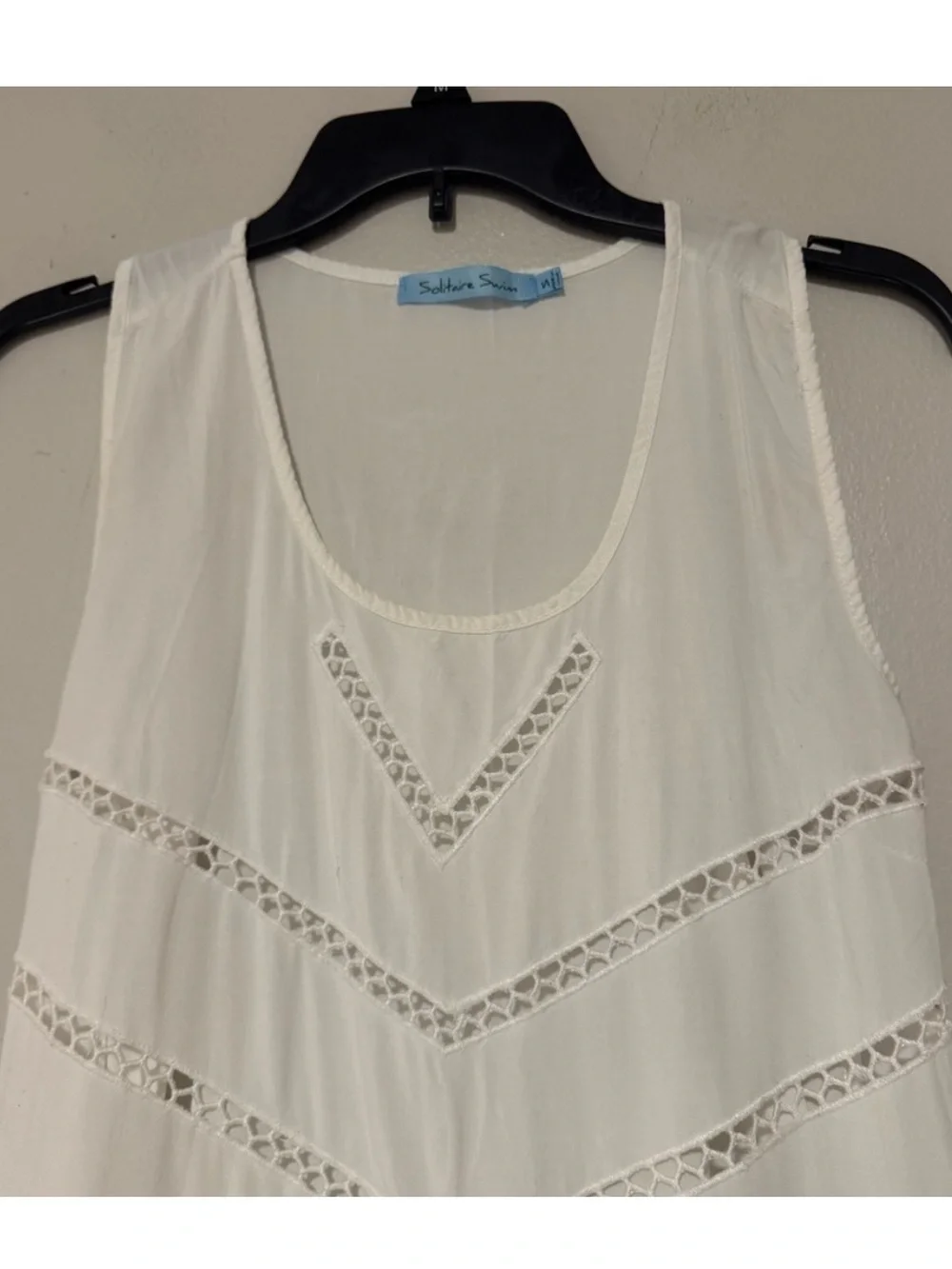 Solitaire White Chevron Lace Swim Cover-Up Tunic